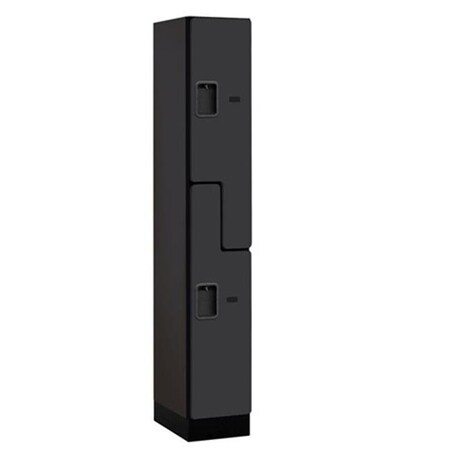 Salsbury Industries Salsbury 37168BLK Assembled Locker; 2 Tier; 12X18X76; Black 37168BLK